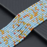 2x3mm Blue Yellow Orange CZ Faceted Rondele Beads, Sku#U2449