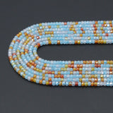 2x3mm Blue Yellow Orange CZ Faceted Rondele Beads, Sku#U2449