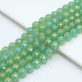 AB Mystic Green Aventurine Round Faceted Beads, Sku#U2487