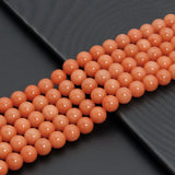 Orange Jade Round Smooth Beads, Sku#U2496