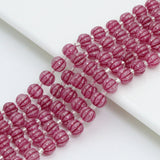 6mm Carved Pumpkin Pink CZ Beads, Sku#U2498-1