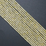 2.5mm Faceted Cube Light Yellow CZ Beads, Sku#U2499