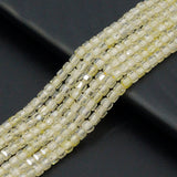 2.5mm Faceted Cube Light Yellow CZ Beads, Sku#U2499
