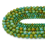 Green Turquoise Jade Round Smooth Beads, Sku#U2510