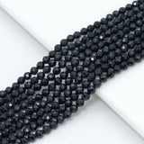 Genuine Black Tourmaline Round Faceted Beads, Sku#U2526