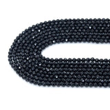 Genuine Black Tourmaline Round Faceted Beads, Sku#U2526