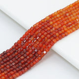 2x2mm Genuine Carnelian Faceted Cube Beads, Sku#U2527