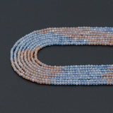 2mm Genuine Aquamarine and Golden Sunstone Beads, Sku#U2531