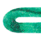 3mm Green Agate Round Faceted Beads, Sku#U2535