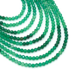 3mm Green Agate Round Faceted Beads, Sku#U2535