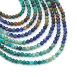 2mm/3mm Genuine CHryscolla Lapis Round Faceted Beads, Sku#U2537