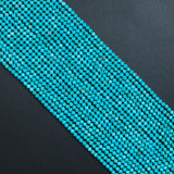 3mm Blue Turquoise Faceted Round Beads, Sku#U2549