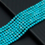 3mm Blue Turquoise Faceted Round Beads, Sku#U2549