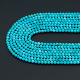 3mm Blue Turquoise Faceted Round Beads, Sku#U2549