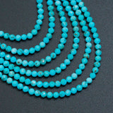 3mm Blue Turquoise Faceted Round Beads, Sku#U2549