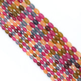 6x9mm/8x12mm Multicolor Jade Faceted Rice Shape Bead, Sku#U2552