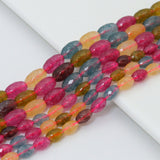 6x9mm/8x12mm Multicolor Jade Faceted Rice Shape Bead, Sku#U2552