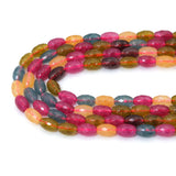 6x9mm/8x12mm Multicolor Jade Faceted Rice Shape Bead, Sku#U2552
