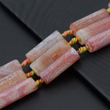 13x40mm Hexogonal Prism Matt Agate Beads, Sku#U2563