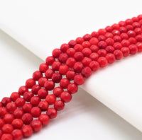 Red Coral Faceted Round Beads, Sku#U282