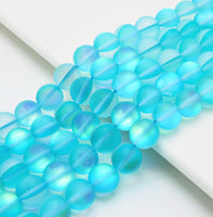 Beautiful Aqua Blue Spectrolite Quartz Matte, Aura Round  6mm/8mm/10mm/12mm, Blue Crystal beads,15.5inch strand, SKU#U289