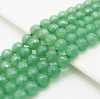 Mystic Plated Natural Faceted Green Aventurine beads, 6mm/8m