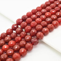 Quality Faceted Carnelian Beads,6mm/8mm/10mm/12mm, Red Carnelian Beads,15.5" Full Strand, SKU#U321