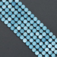 High quality Larimar Quartz, Round Smooth 4mm/6mm/8mm/10mm/12mm, Blue Gemstone, 15.5" Full Strand, Sku#U980 Bestbeads&Beyond