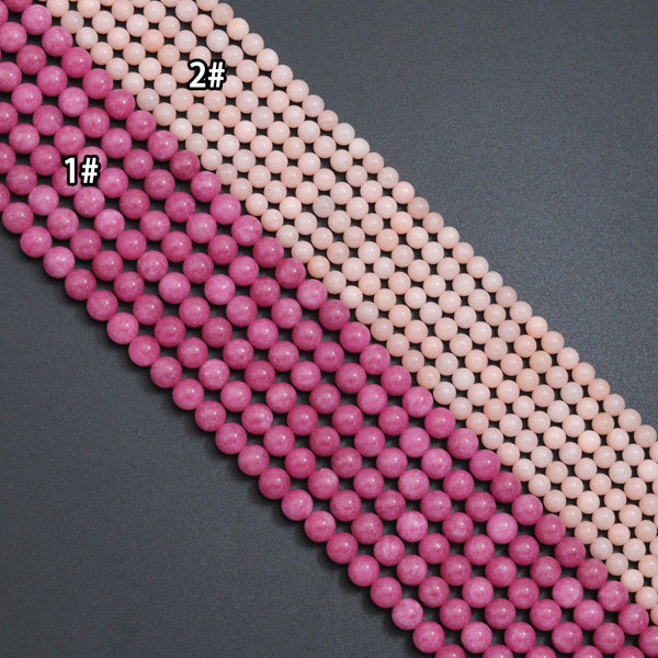 Natrual Rhodochrosite/Peach Jade, 6mm/8mm/10mm Round Smooth Jade, Dyed Jade, 15.5'' Full Strand, Sku#U996
