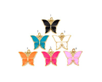 Colorful Enamel Butterfly Shape Pendant, 18K Gold Filled Butterfly Charm, Necklace Bracelet Charm Pendant,24x19mm,Sku#F1425