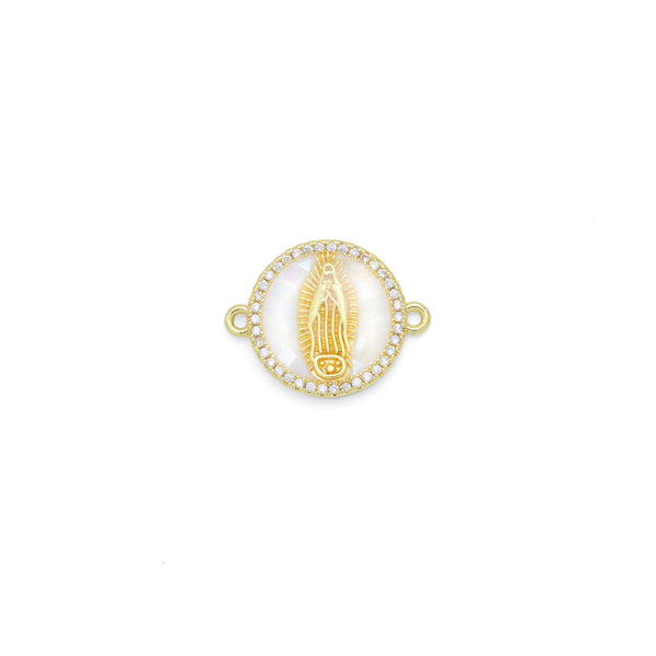 Mother-of-pearl Virgin Mary Connector Charm Pendant, Sku#WL14