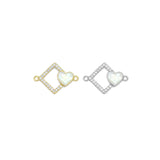 Clear CZ Heart Rhombus Diamond Connector Charm, Sku#WL1