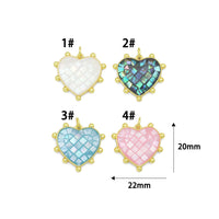 Abalone Mother of Pearl Spike Heart charm For Necklace Bracelet Jewelry Making Supply, Sku#WL24