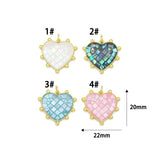 Abalone Mother of Pearl Spike Heart charm For Necklace Bracelet Jewelry Making Supply, Sku#WL24