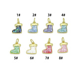 Abalone Mother of Pearl Christmas Stocking Charm Pendant, Sku#WL82