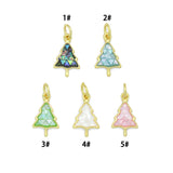 Abalone Mother of Pearl Cedar Tree Charm Pendant, Tree Charm, Sku#WL29