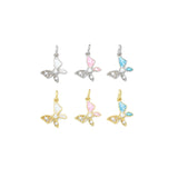 CZ Pave Mother of Pearl Inlay Butterfly Charm Pendant, Sku#WL8