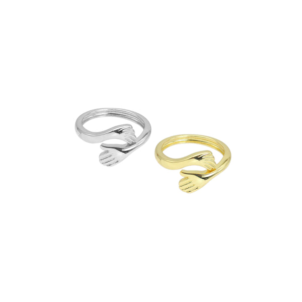 Hands Statement Ring, 18K Gold Filled Open Ring, Adjustable Ring, 14x22mm,Sku#X279