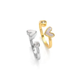 Gold Pearl Heart Dot Adjustable Ring, Sku#X372