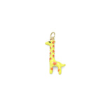 Gold Yellow Enamel 3D Giraffe Charm Pendant, Sku#Y1016