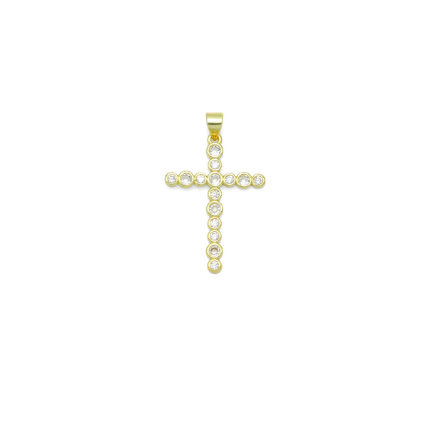 Clear CZ Gold Cross Charm Pendant, Sku#Y1021