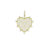 Clear CZ Gold Spike Heart Shape Charm Pendant, Sku#Y1032