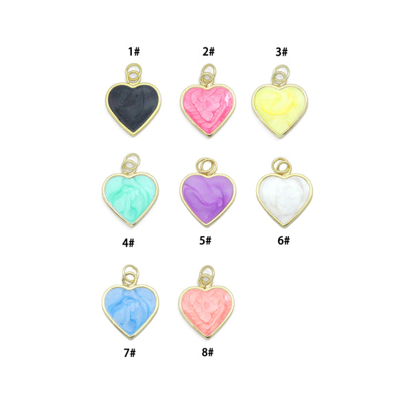 Colorful Enamel Heart Charm Pendant,Sku#Y1048