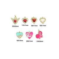 Wing Red Heart, Blue pearl heart, Pink Ribbon heart charm, Sku#Y1049