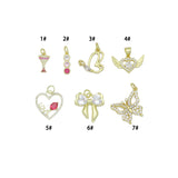 Colorful CZ Gold Heart Butterfly Bowknot Charm Pendant, Sku#Y1052