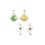 Goldfish Black Heart Poker Playing Card Charm, Sku#Y1053