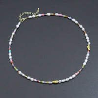 Freshwater Pearl Gold Spacer Beads Adjustable Necklace,Sku#Y1055