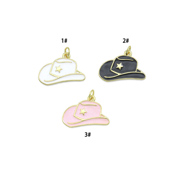 Colorful Enamel star cowboy Hat Shape charm, Sku#Y1057