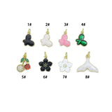 Colorful Enamel Butterfly Flower Cherry  Whale tail Shape charm, Sku#Y1058