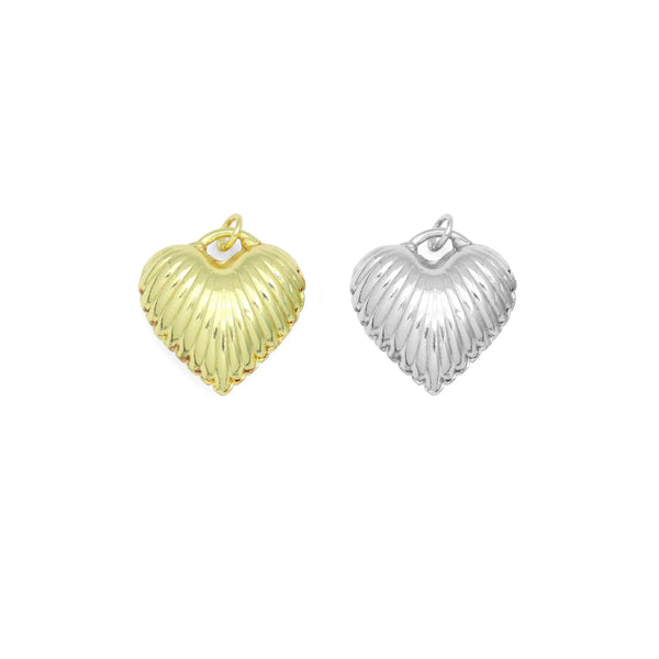 Gold Silver Puffy Radical Line Heart Pendant charm, Sku#Y1060